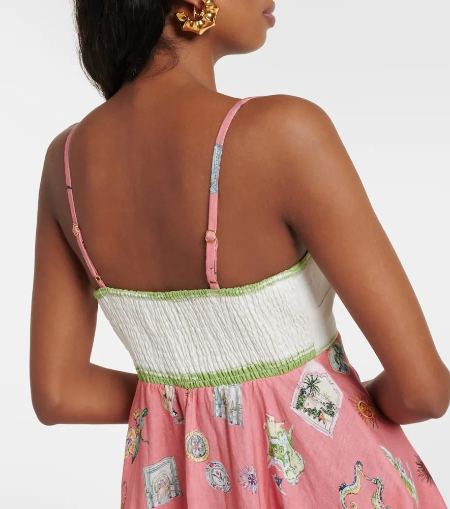 Al√É¬©mais Printed linen maxi dress