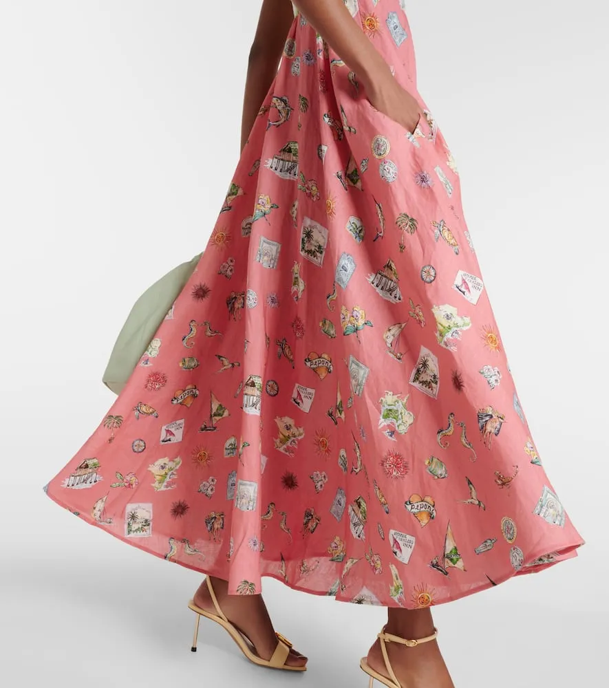 Al√É¬©mais Printed linen maxi dress