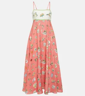 Al√É¬©mais Printed linen maxi dress