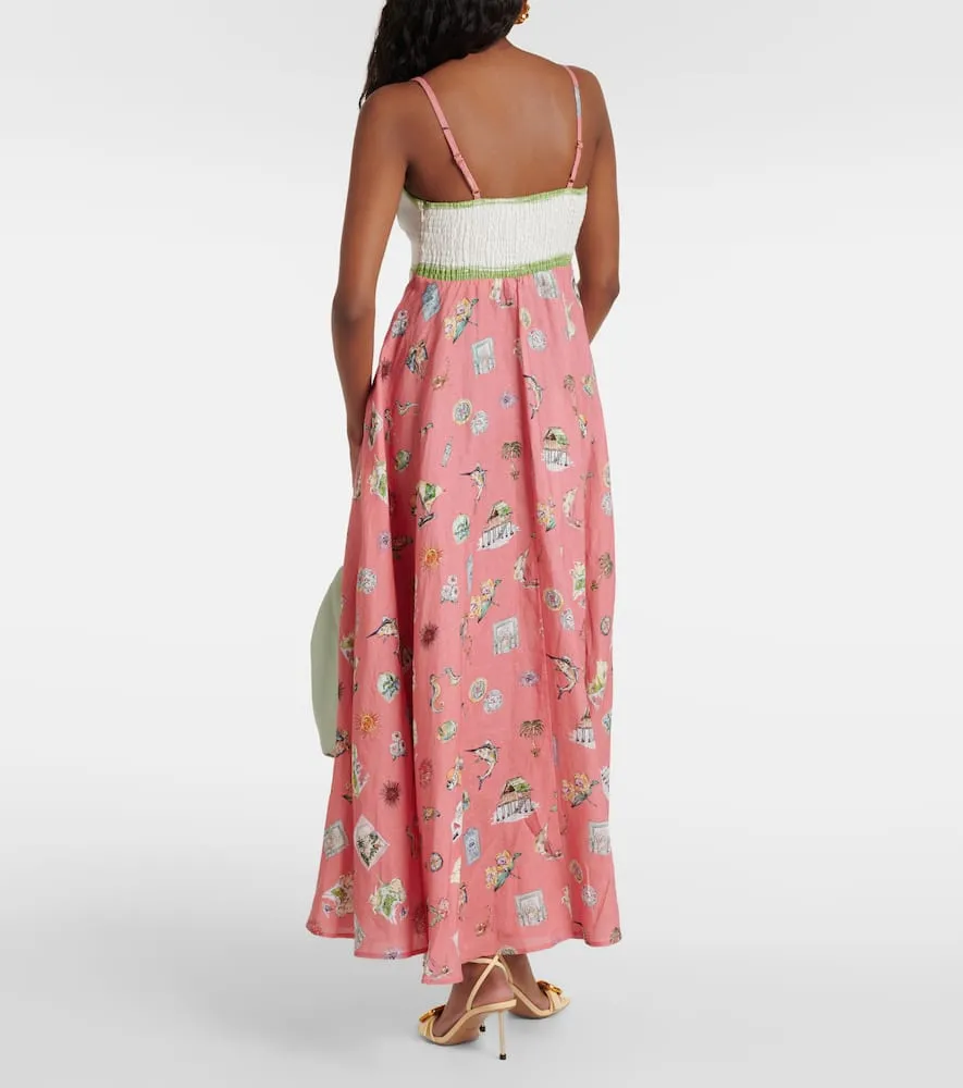 Al√É¬©mais Printed linen maxi dress