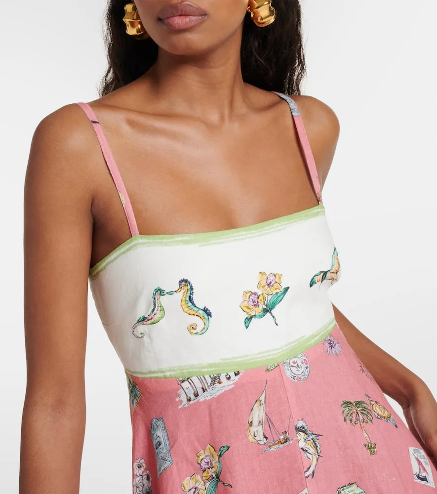 Al√É¬©mais Printed linen maxi dress