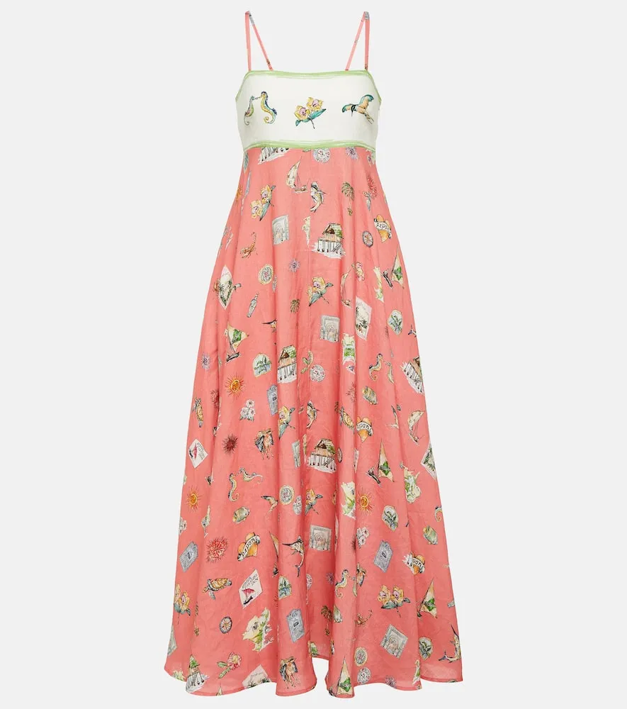 Al√É¬©mais Printed linen maxi dress