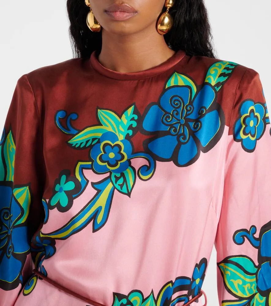 Al√É¬©mais Printed silk satin maxi dress