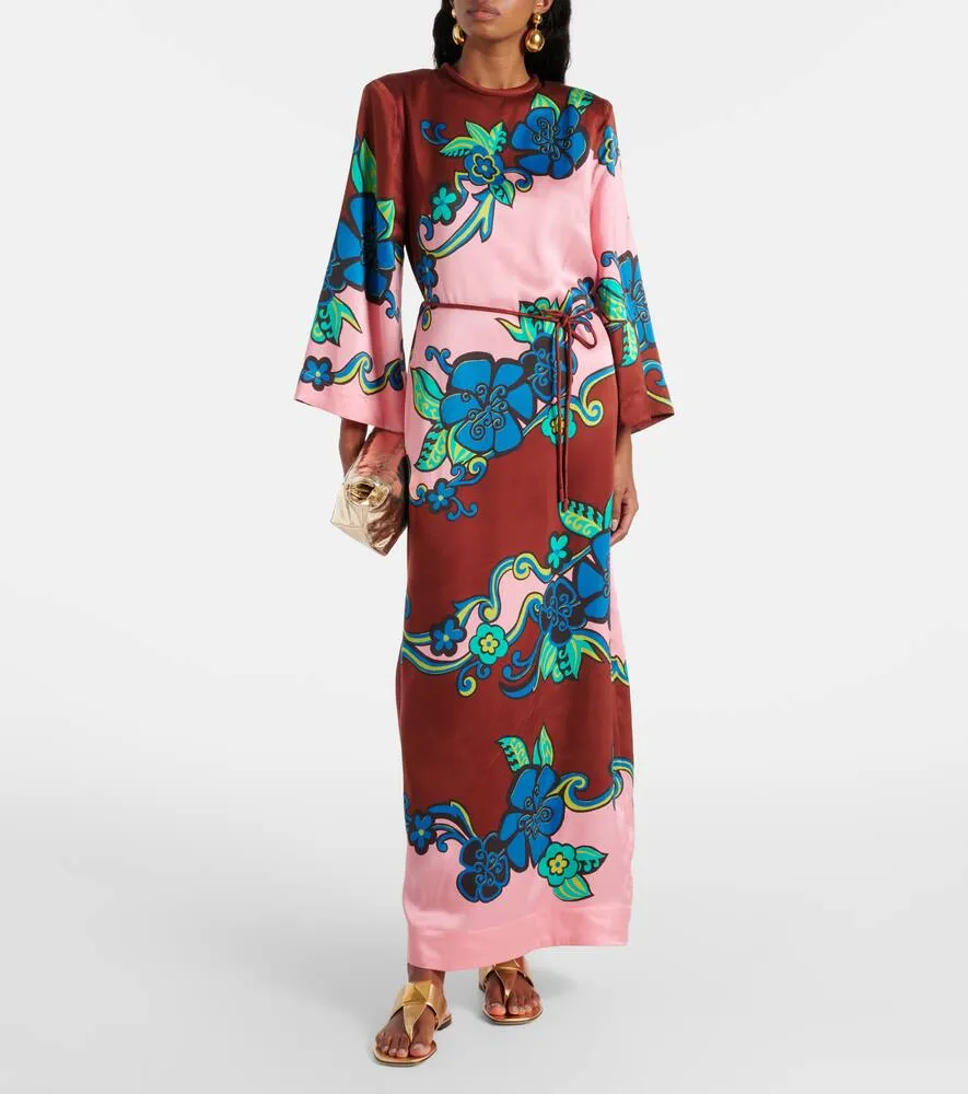 Al√É¬©mais Printed silk satin maxi dress