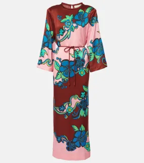 Al√É¬©mais Printed silk satin maxi dress