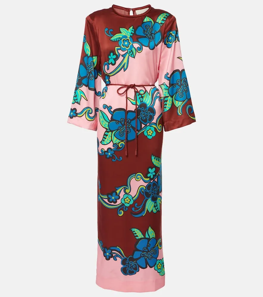 Al√É¬©mais Printed silk satin maxi dress