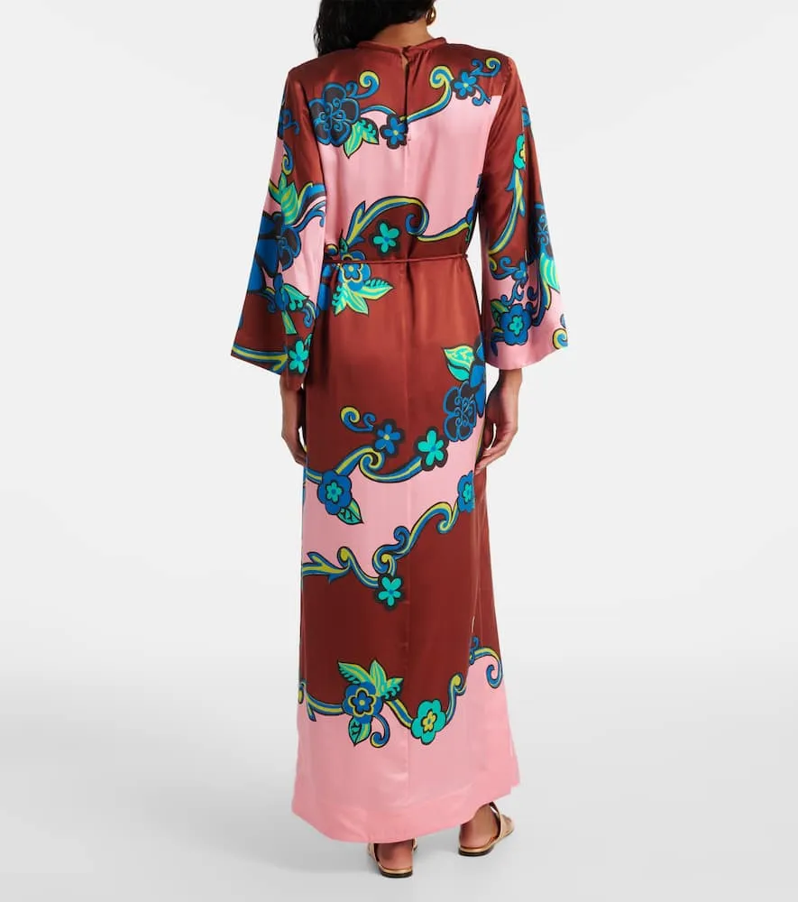 Al√É¬©mais Printed silk satin maxi dress