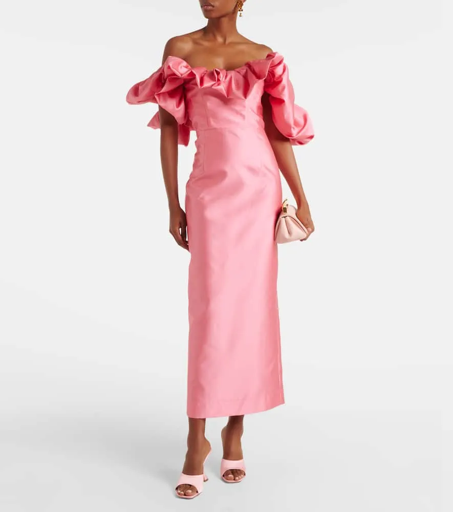 Al√É¬©mais Ruffled off-shoulder gown