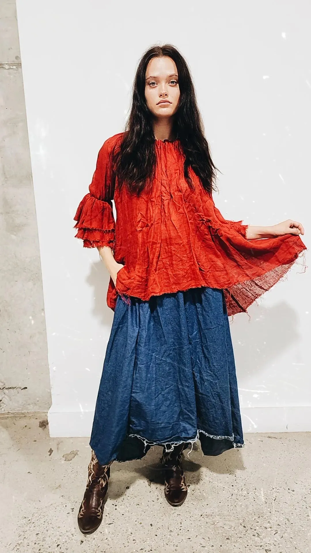 Amano high low Denim skirt