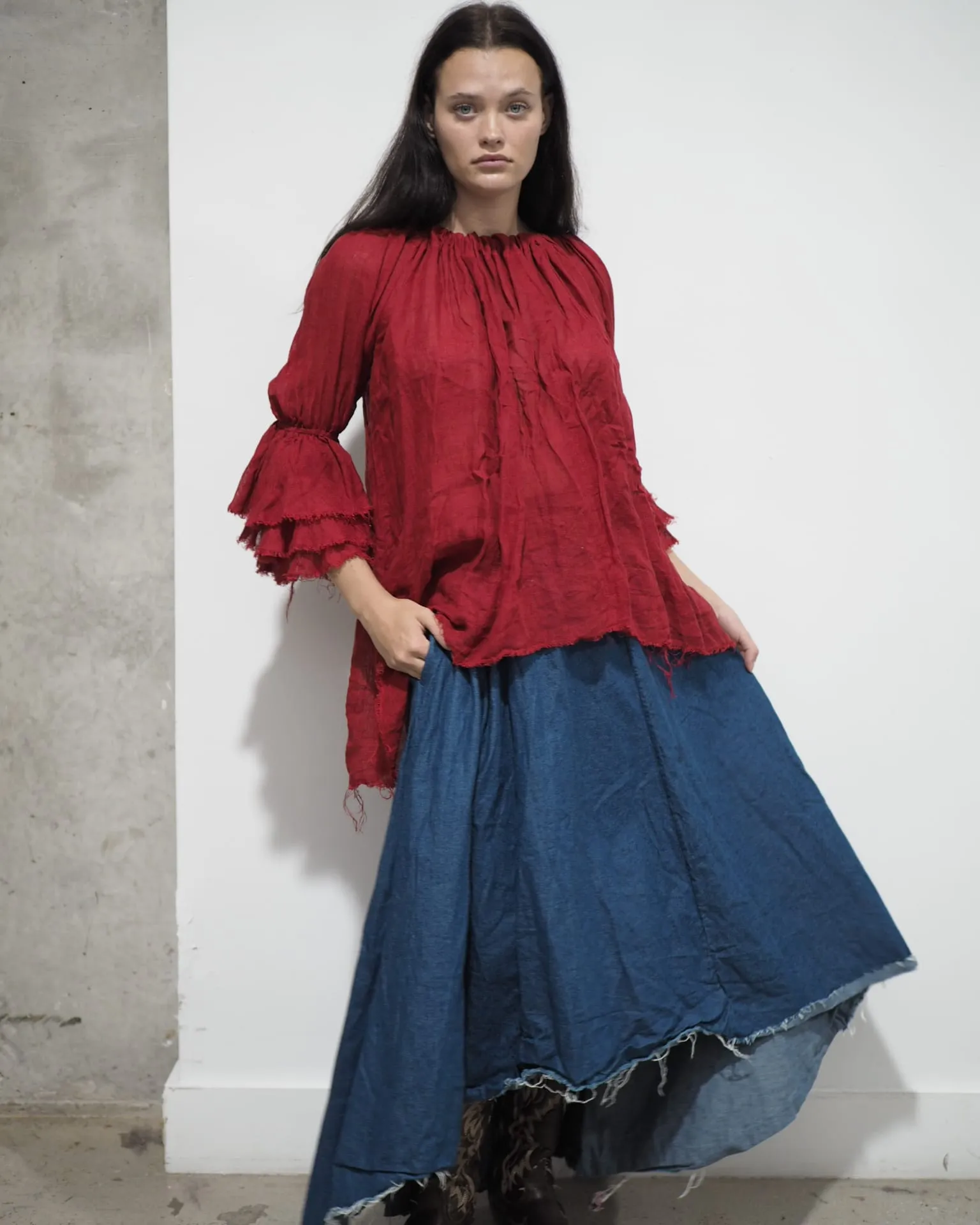 Amano high low Denim skirt
