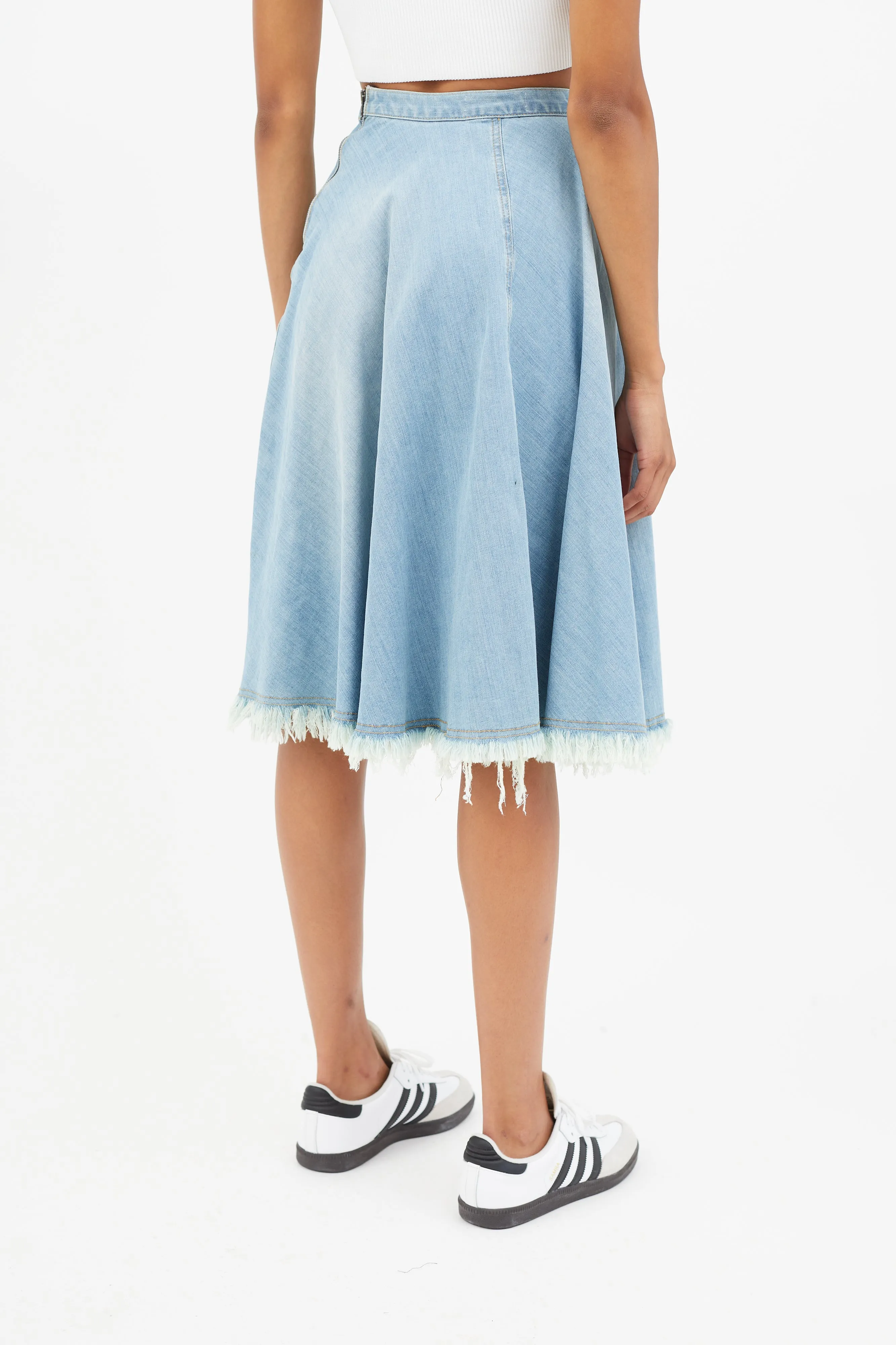 Blue Distressed Denim Skirt