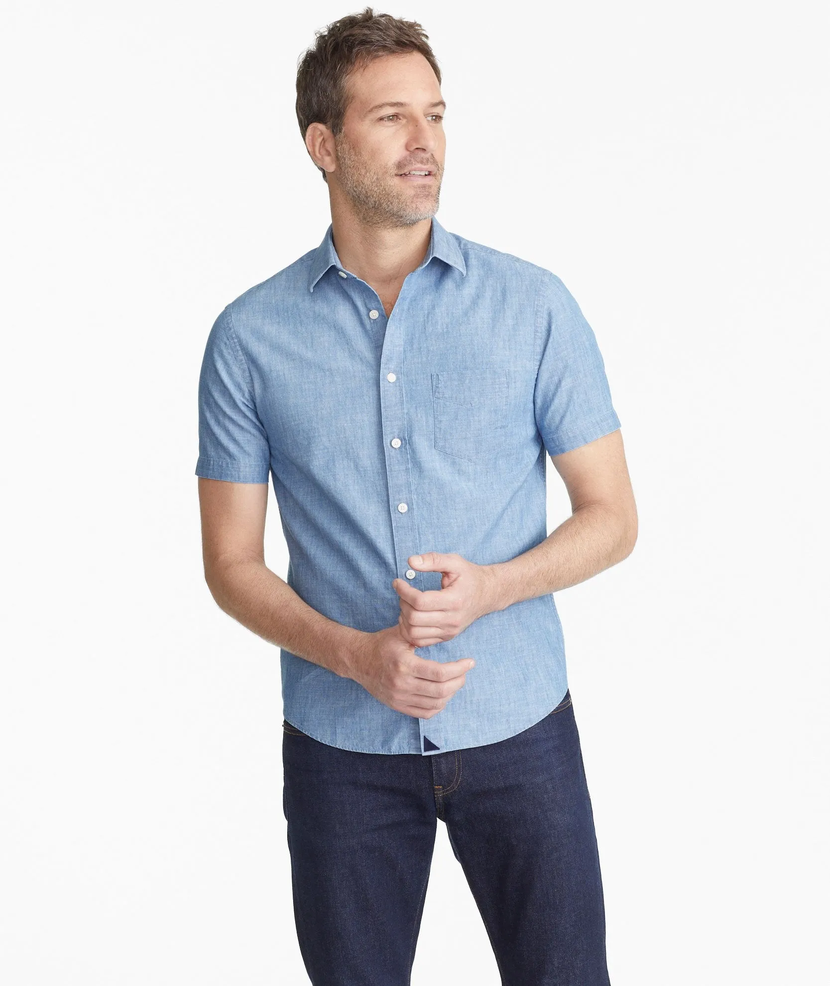 Classic Short-Sleeve Chambray Shirt - FINAL SALE