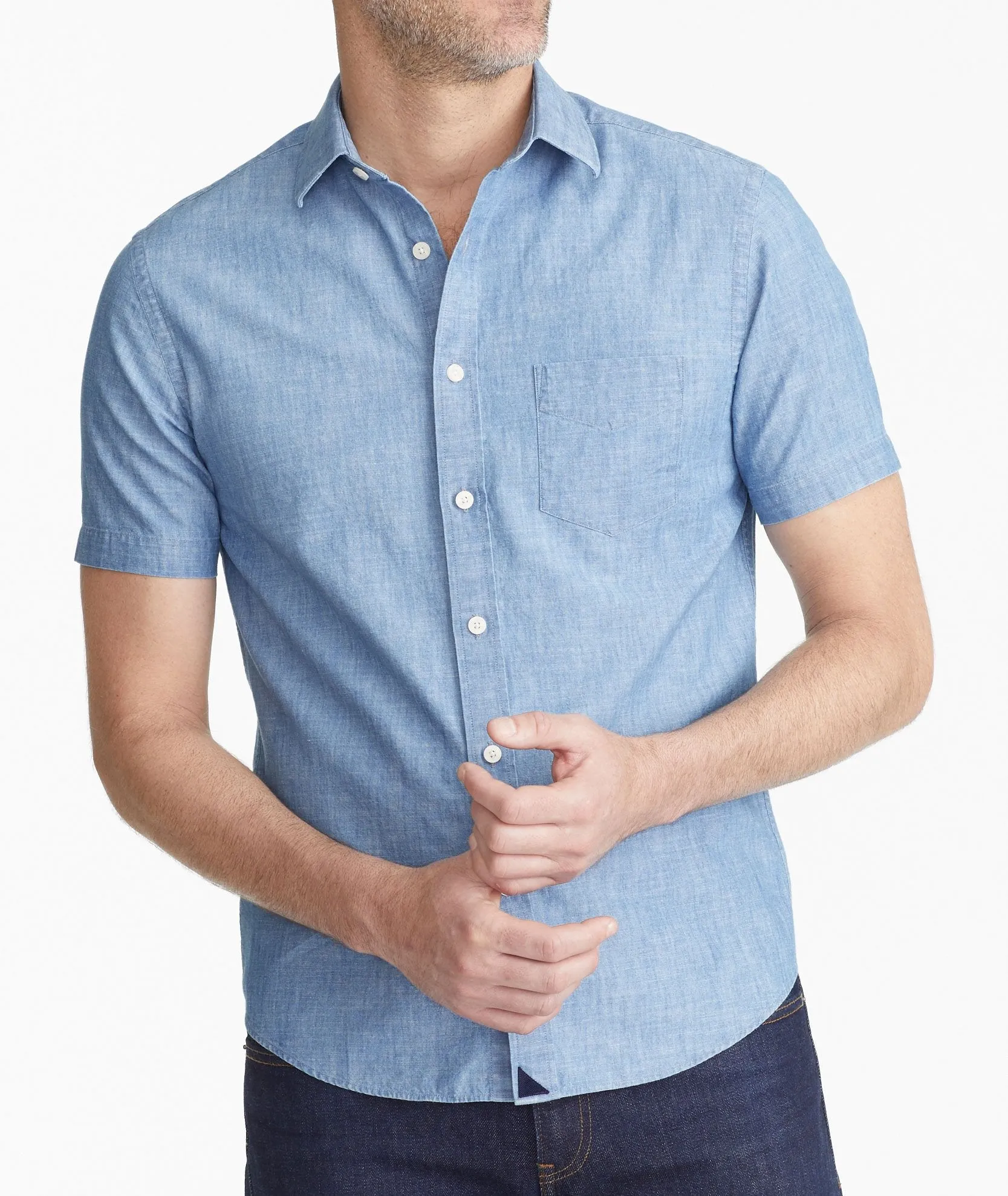 Classic Short-Sleeve Chambray Shirt - FINAL SALE