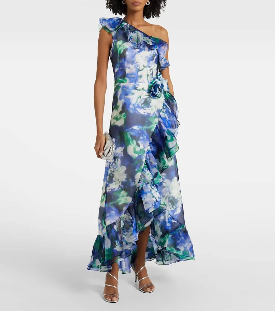 Costarellos Carmea floral silk organza maxi dress
