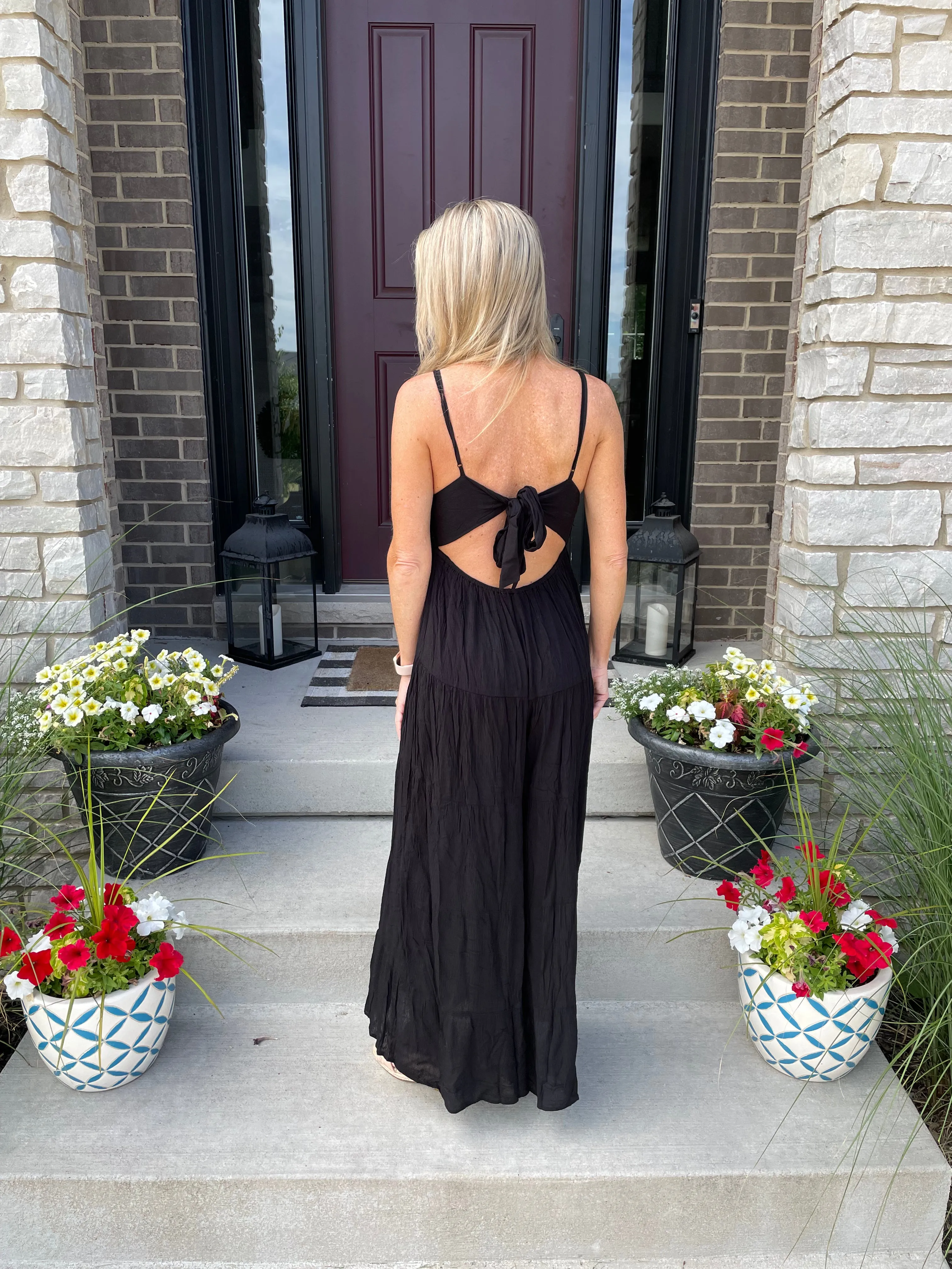 Daydreaming Lace Jumpsuit: Black