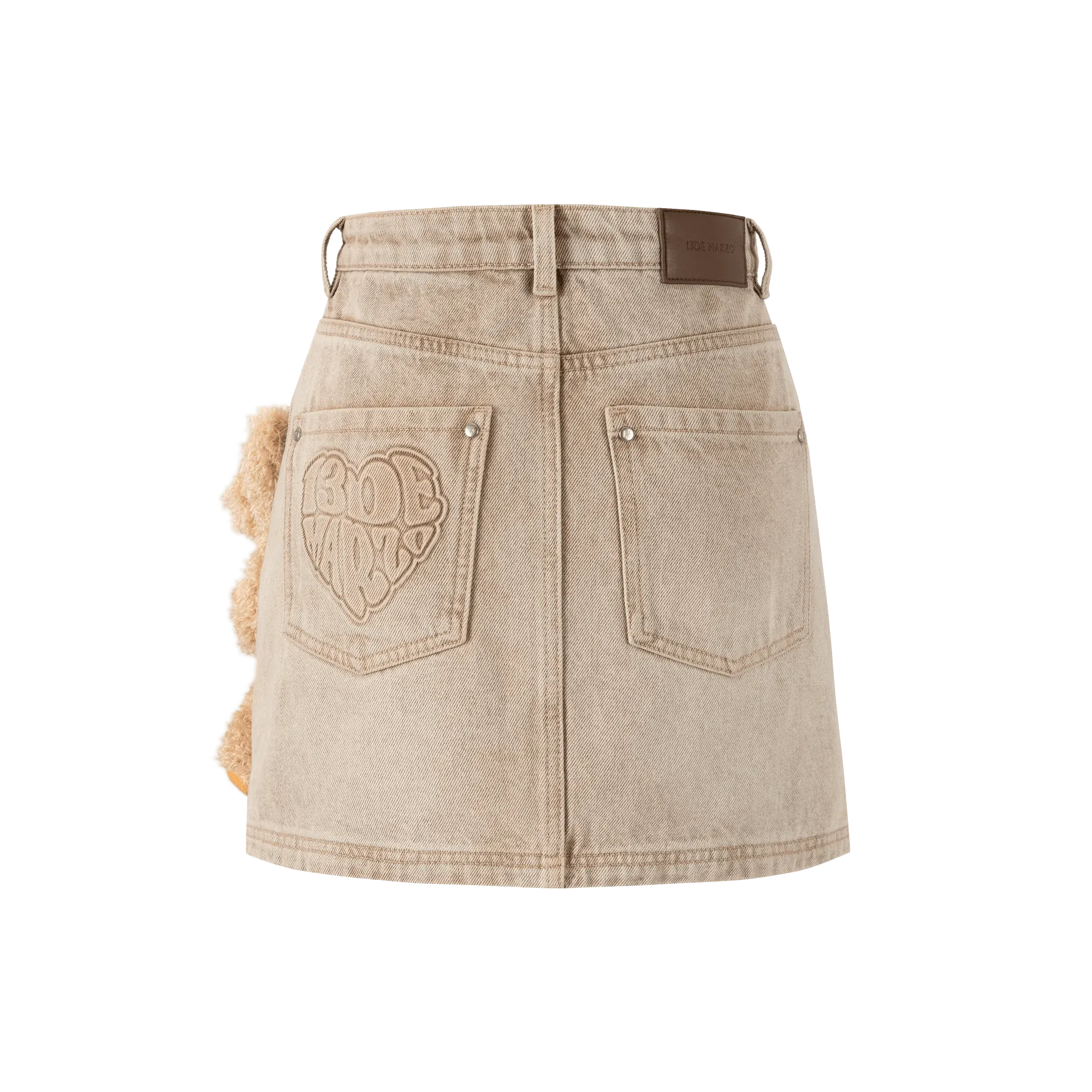 Doozoo Heart Logo Denim Skirt in Brown