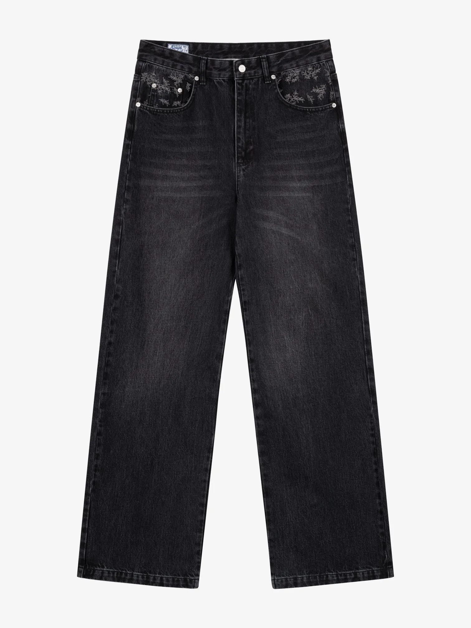 FADED WIDE-LEGGED OLIVE DENIM