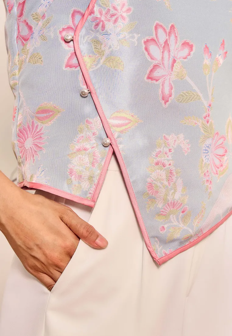 Feng Yi  Asymmetrical Cheongsam Top (Blue)