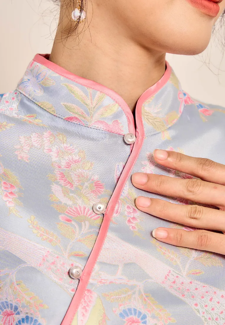 Feng Yi  Asymmetrical Cheongsam Top (Blue)