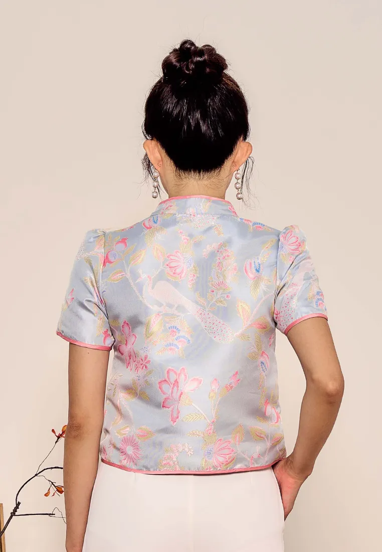 Feng Yi  Asymmetrical Cheongsam Top (Blue)