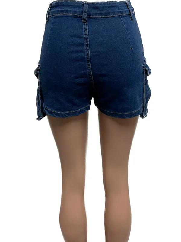 Frayed Denim Skirt with Shorts – Trendy A-Line Mini
