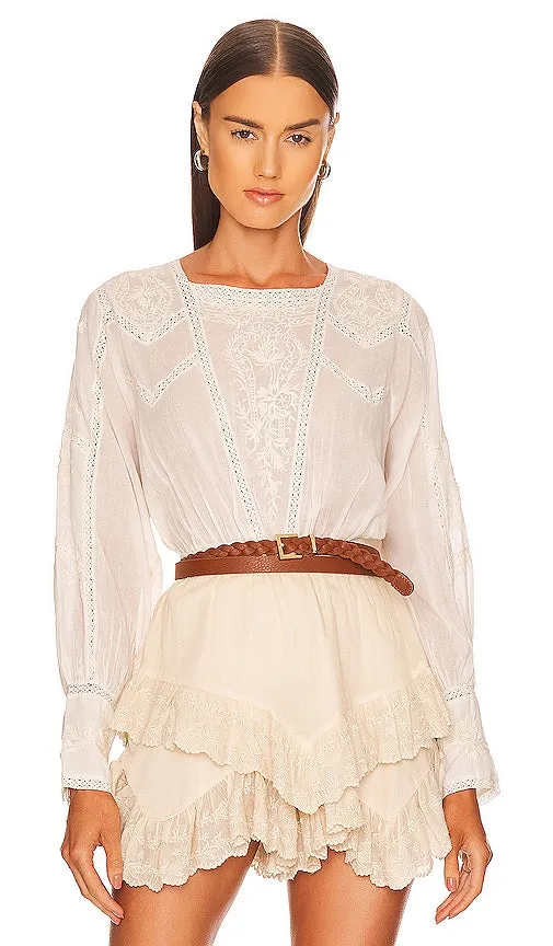 Free People Lucky Me Lace Top in Cream