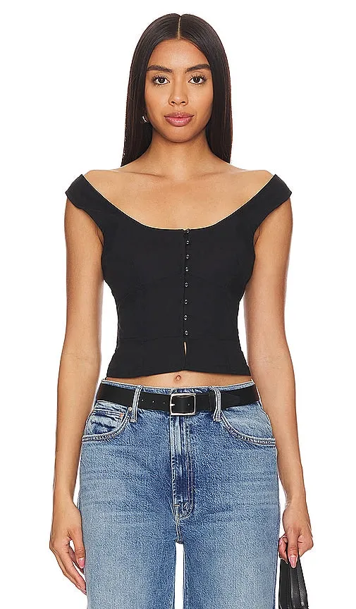 Free People Sally Solid Corset Top In Black in Black