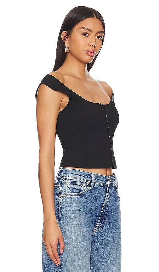 Free People Sally Solid Corset Top In Black in Black