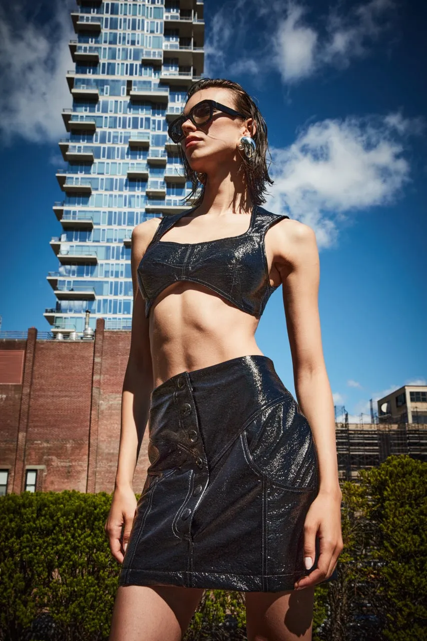 JAPANESE FAUX LEATHER MINI SKIRT