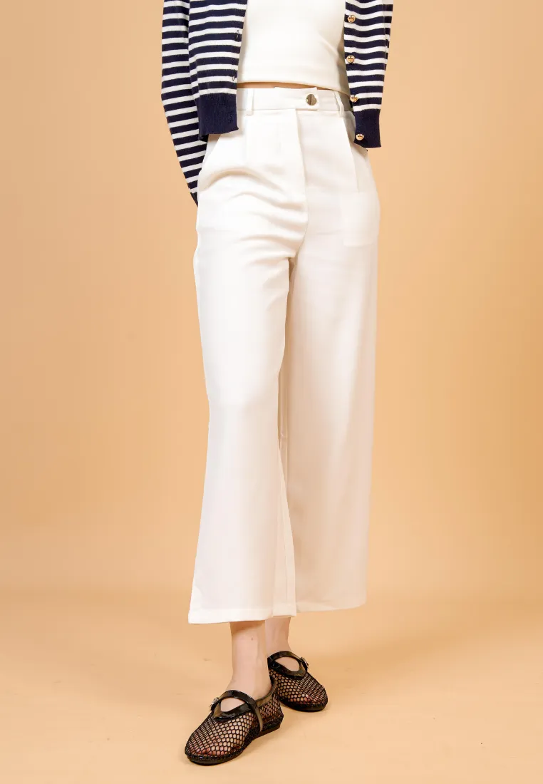 Jovian Wide Legged Long Pant (White)