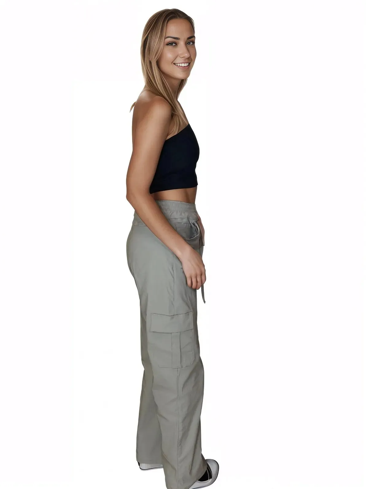 Khaki Oversized Cargo Pants – Stretchable & Trendy