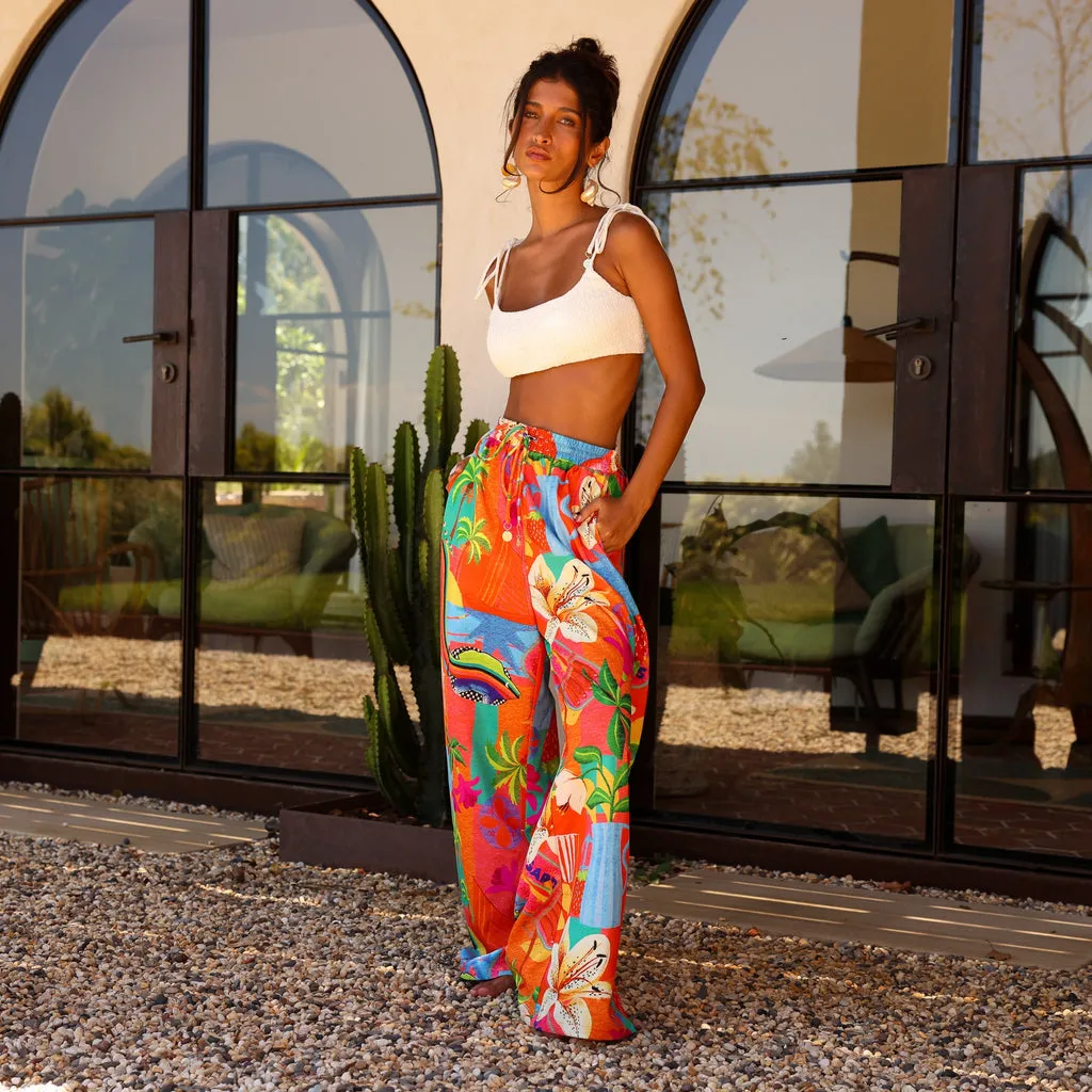 Kulani Kinis Simple Shirred Tie Crop - Natural White