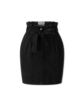 Paperbag Waist Denim Mini Skirt