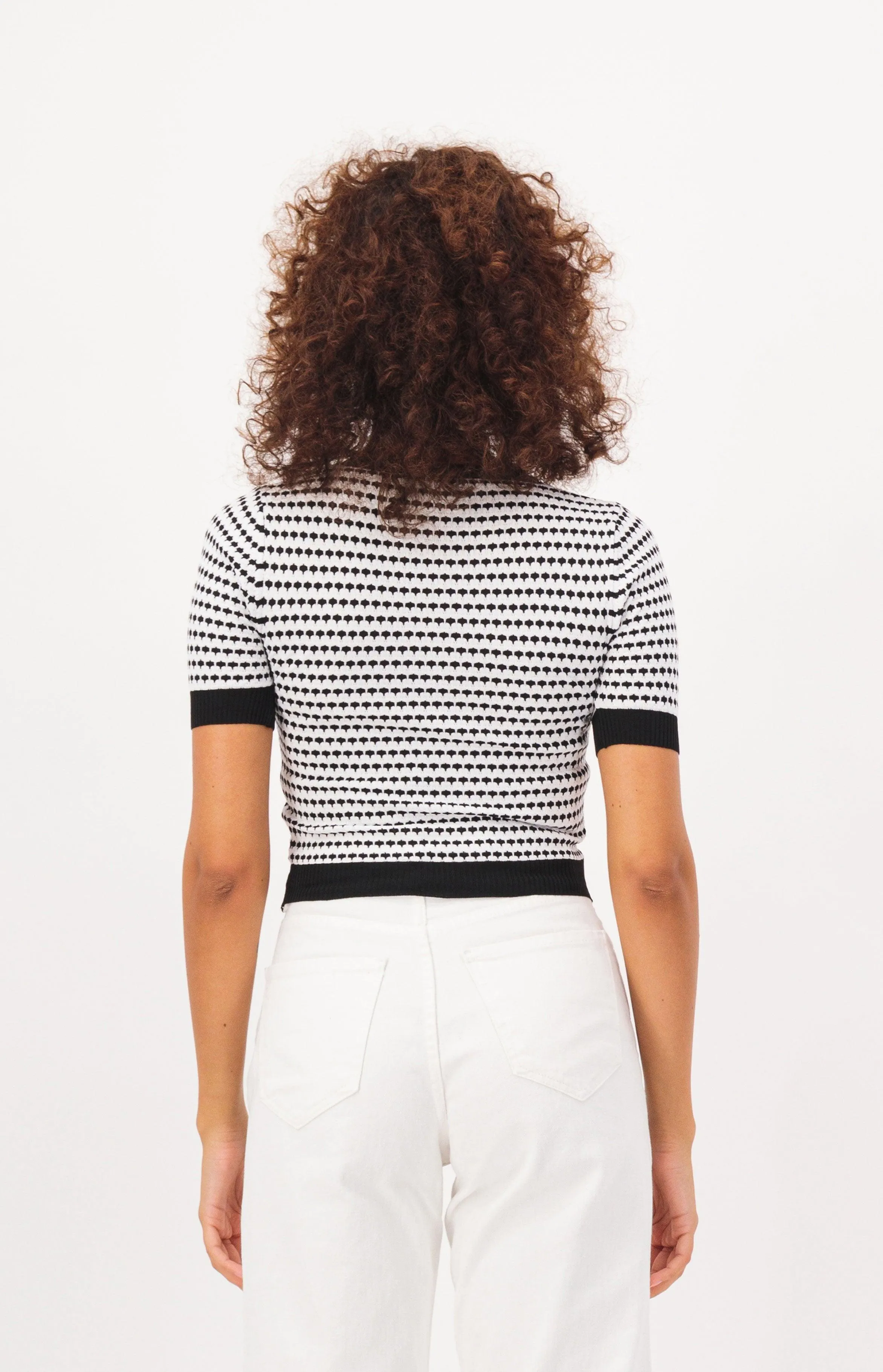 Patterned Short Sleeve Crop Top T-Shirt