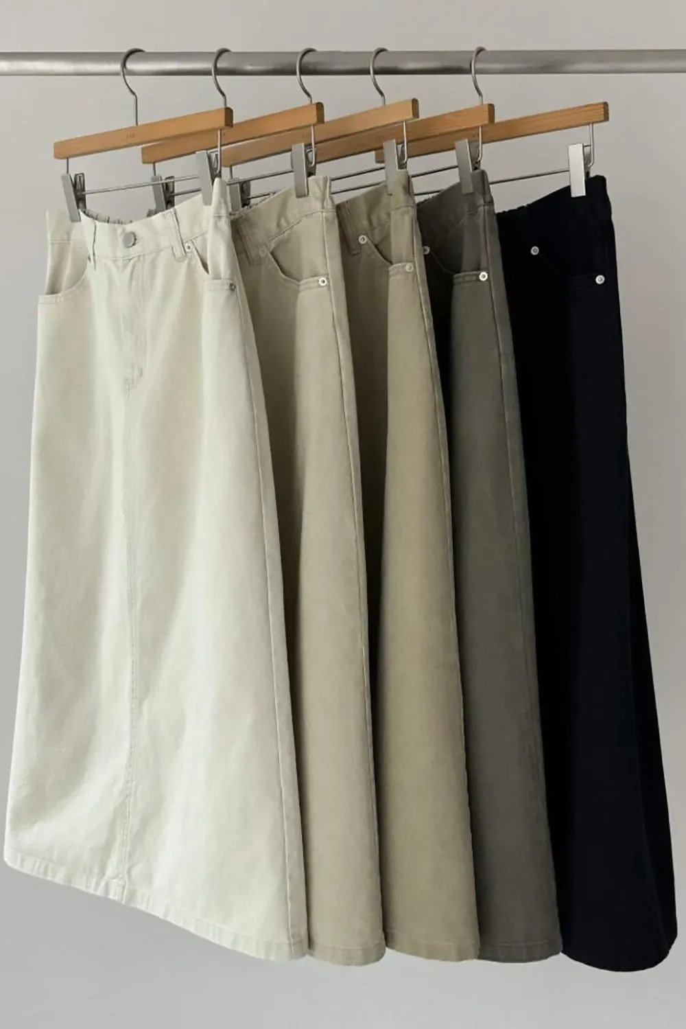 Washed Cotton A-line Skirt