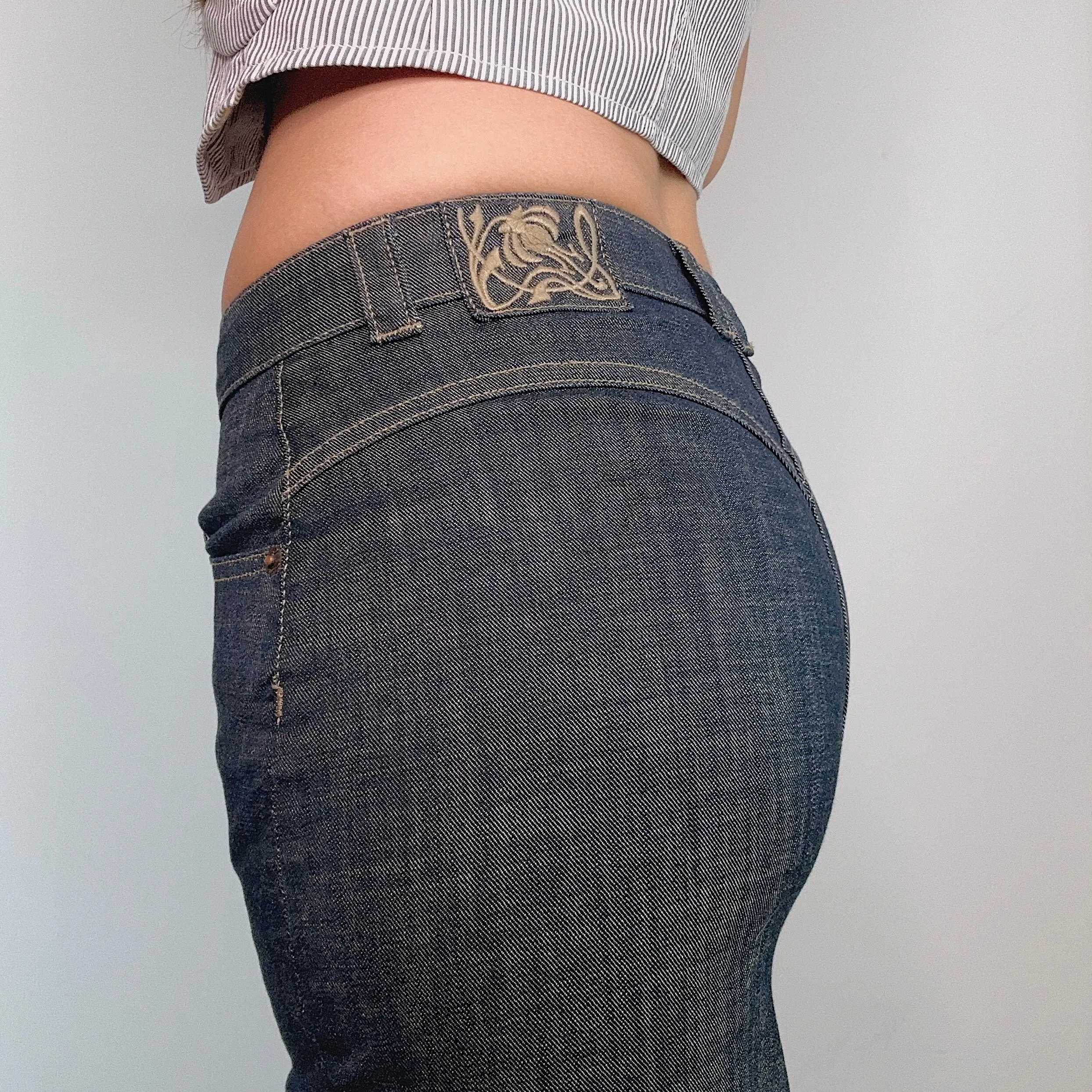 Y2K Dark Denim Button Midi Skirt / SZ M